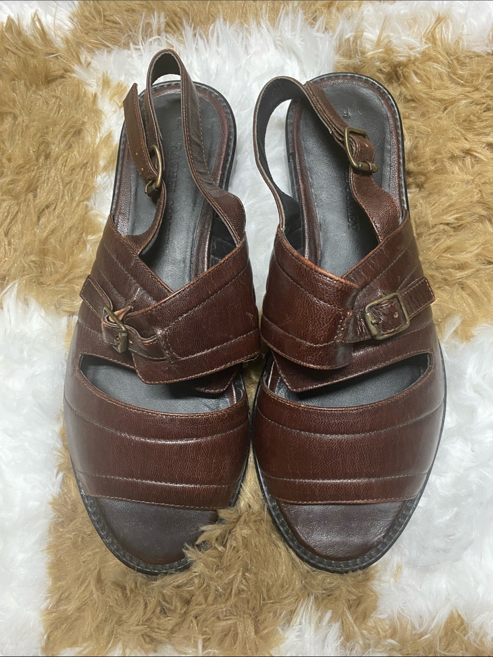 Rachel Comey Dark Brown Leather Buckle Slingback Sandals